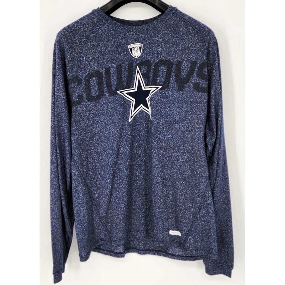 Dallas Cowboys Long Sleeve Shirt‎ Men's Large Blue Reebok Speedwick Performance